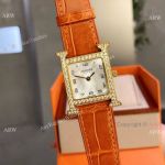 Super AAA Quality Replica Hermes Heure H Yellow Gold Gem-set watches